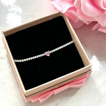 14 Ayar altın kaplama zirkon taşlı bileklik [Pembe Taşlı ]