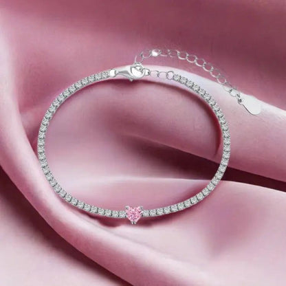 14 Ayar altın kaplama zirkon taşlı bileklik [Pembe Taşlı ]