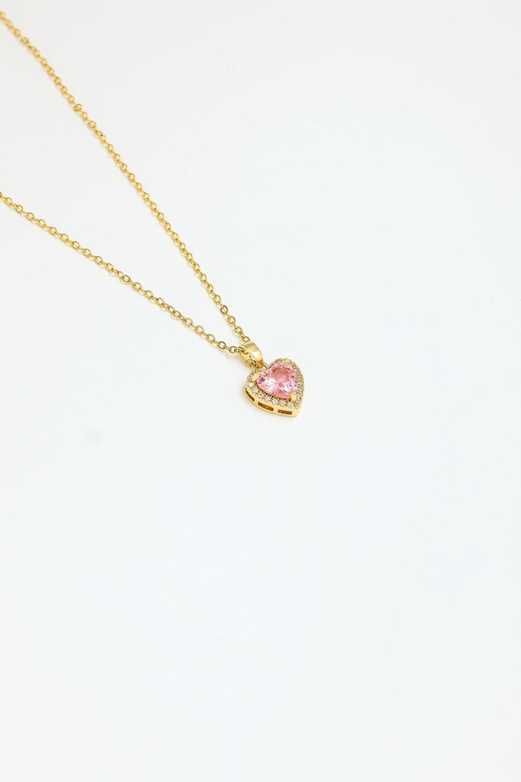 14 Ayar Altın Kaplama Pembe Taşlı Pandora Kolye