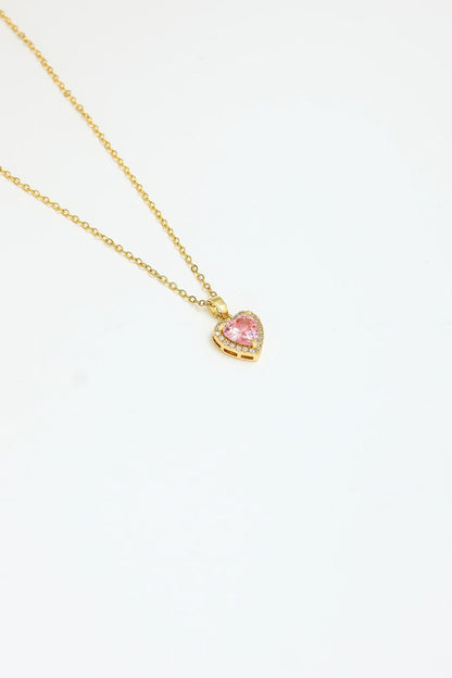 14 Ayar Altın Kaplama Pembe Taşlı Pandora Kolye