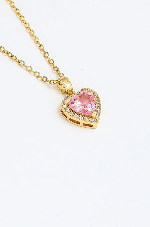 14 Ayar Altın Kaplama Pembe Taşlı Pandora Kolye