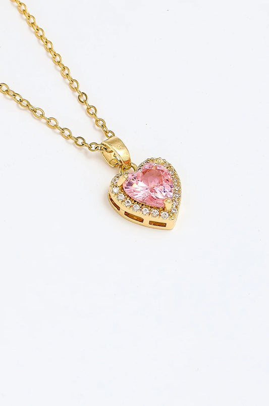 14 Ayar Altın Kaplama Pembe Taşlı Pandora Kolye