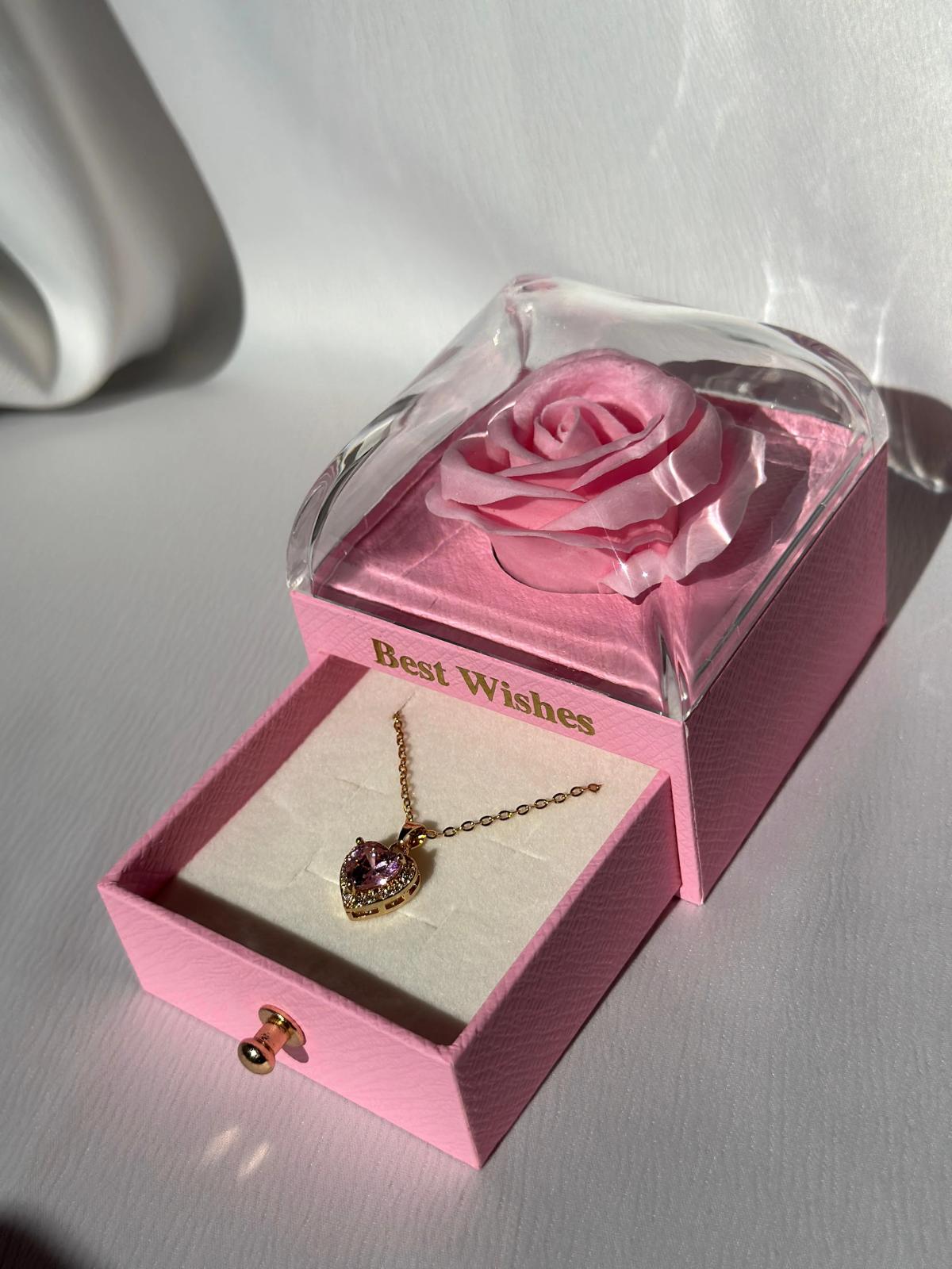 14 Ayar Altın Kaplama Pembe Taşlı Pandora Kolye