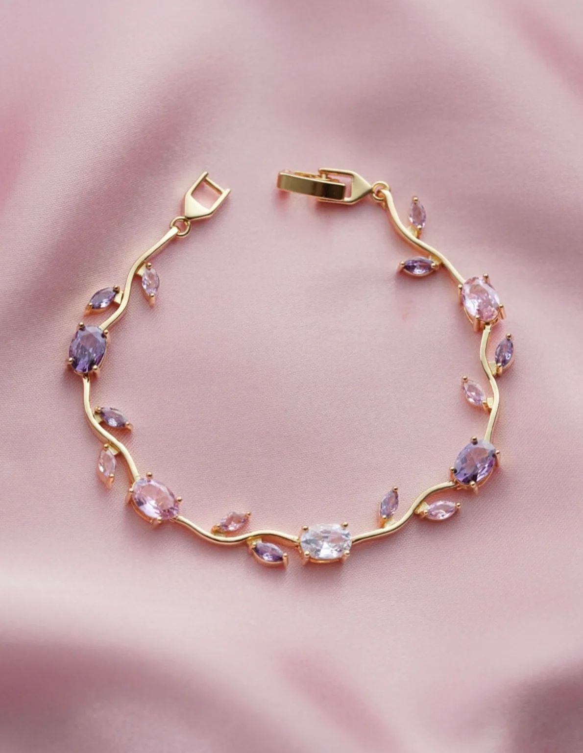 14 Ayar Altın Kaplama TULİP BRACELET ZİRKON TAŞLI Bileklik